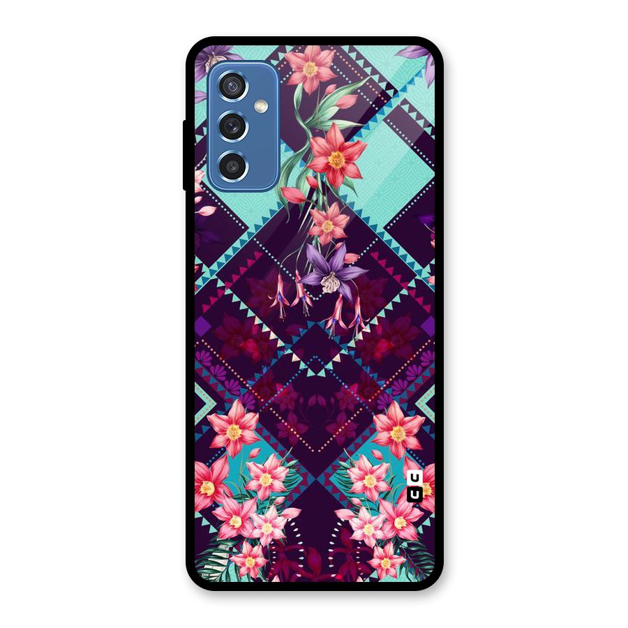 Floral Diamonds Glass Back Case for Galaxy M52 5G