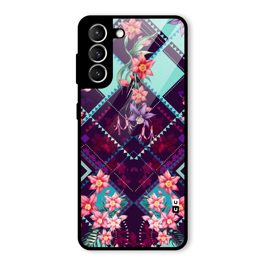 Floral Diamonds Glass Back Case for Galaxy S21 5G
