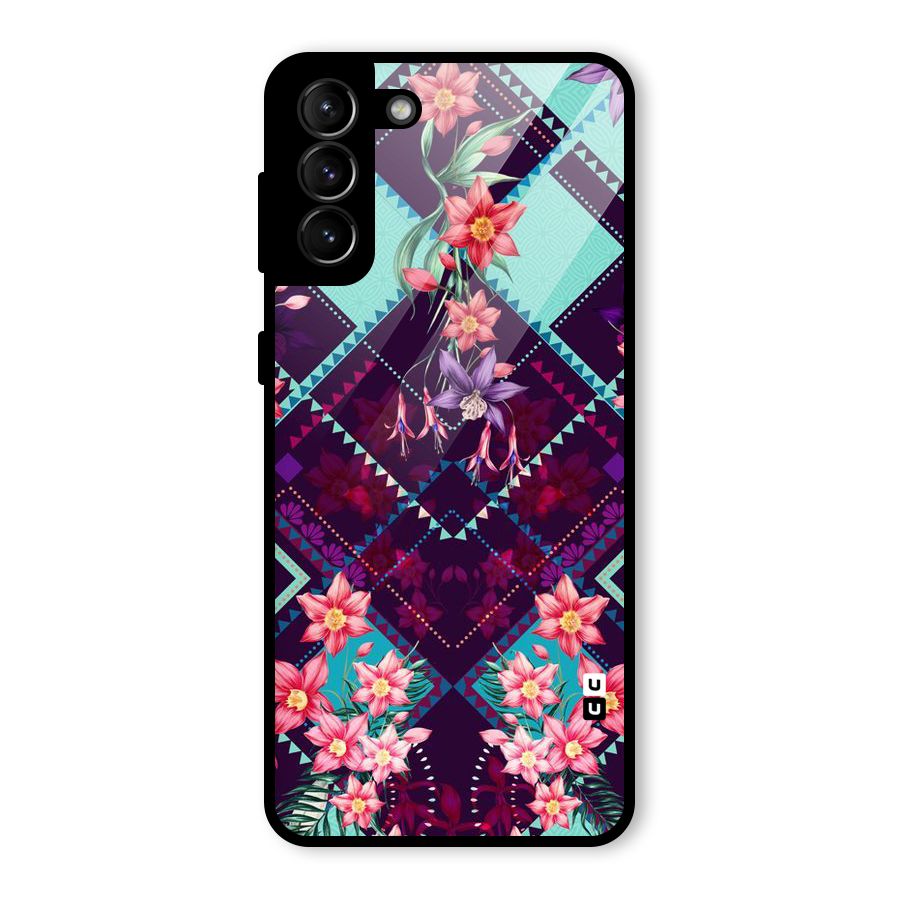 Floral Diamonds Glass Back Case for Galaxy S21 Plus