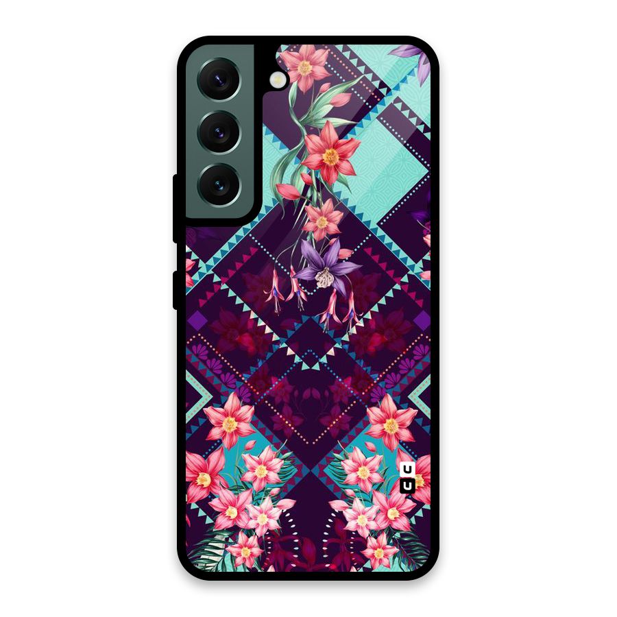 Floral Diamonds Glass Back Case for Galaxy S22 5G