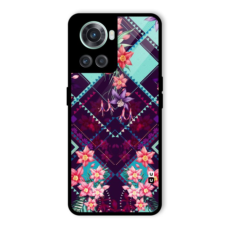 Floral Diamonds Glass Back Case for OnePlus 10R