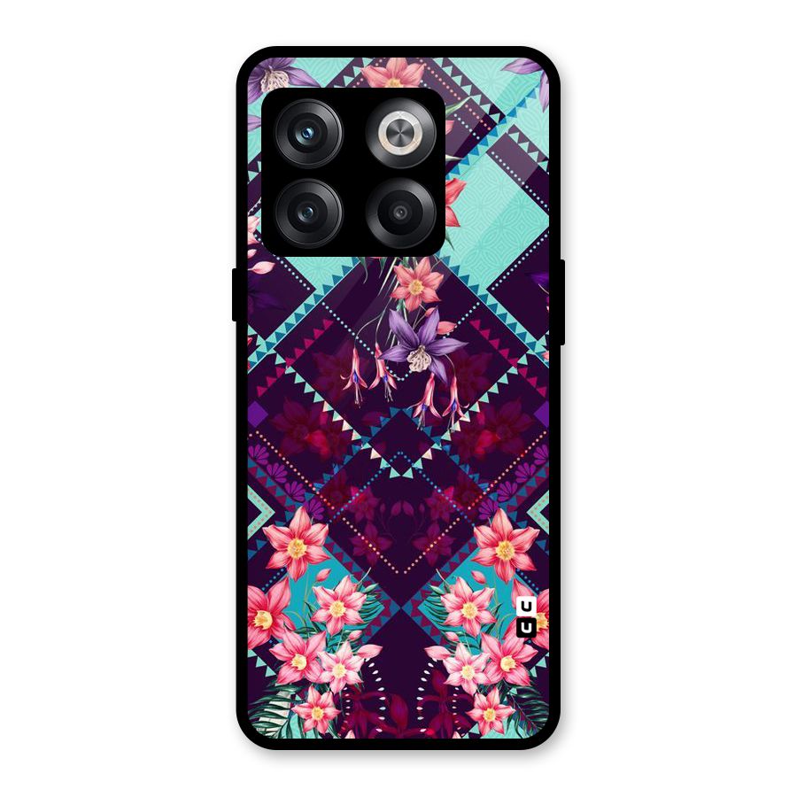 Floral Diamonds Glass Back Case for OnePlus 10T