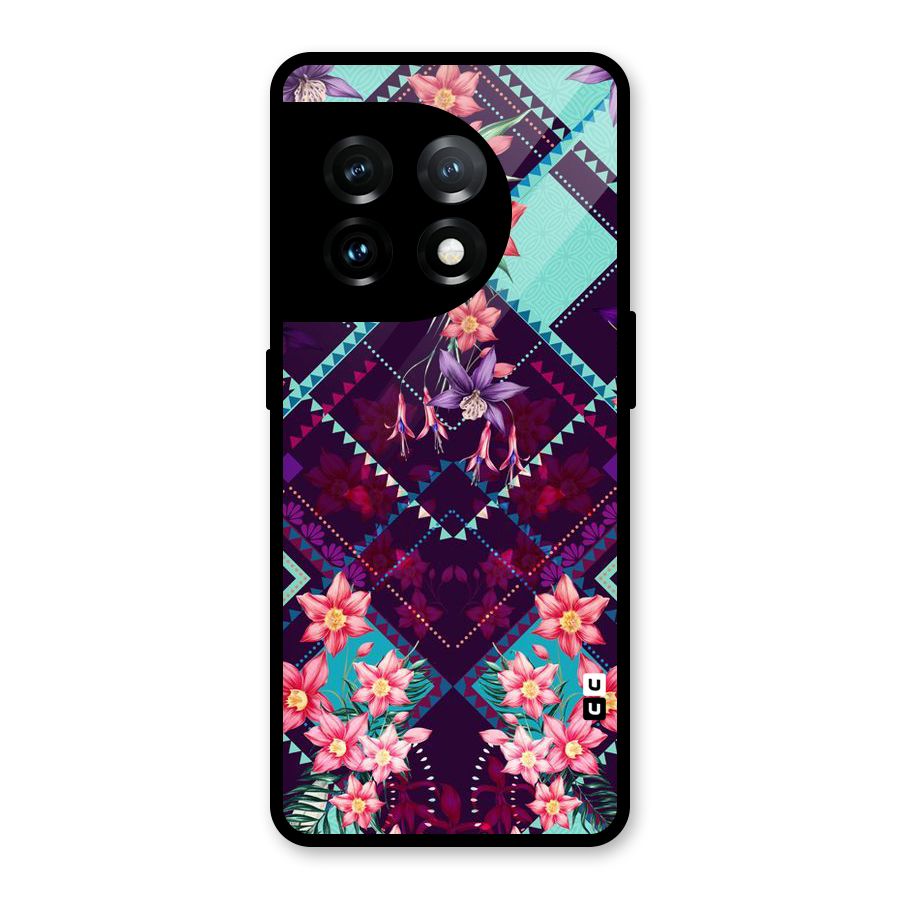 Floral Diamonds Glass Back Case for OnePlus 11