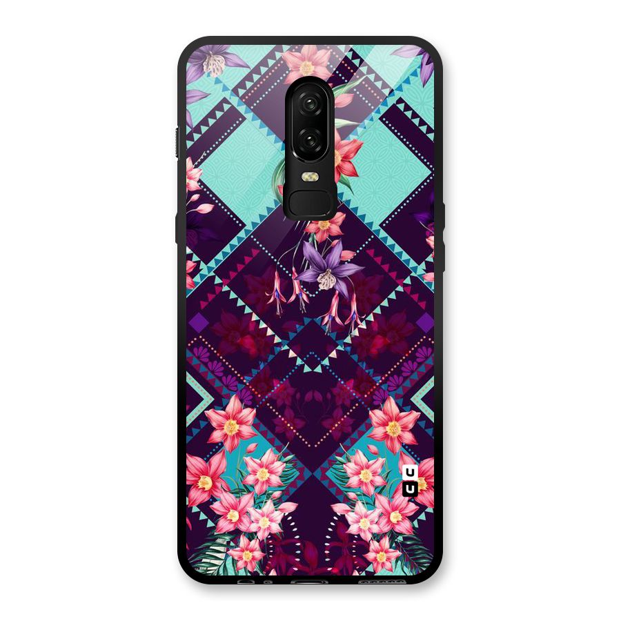 Floral Diamonds Glass Back Case for OnePlus 6