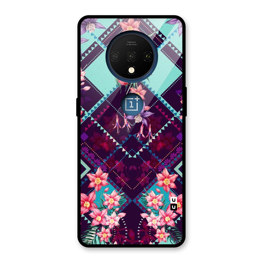 Floral Diamonds Glass Back Case for OnePlus 7T