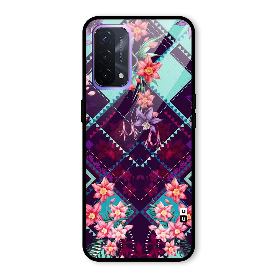 Floral Diamonds Glass Back Case for Oppo A74 5G