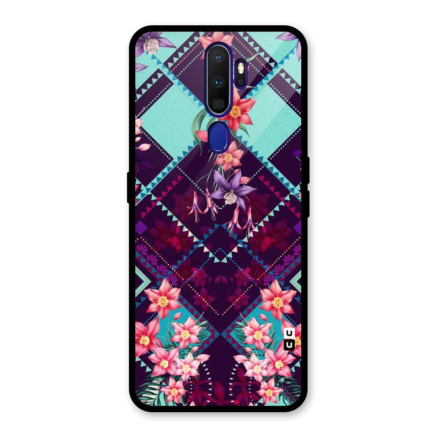 Floral Diamonds Glass Back Case for Oppo A9 (2020)