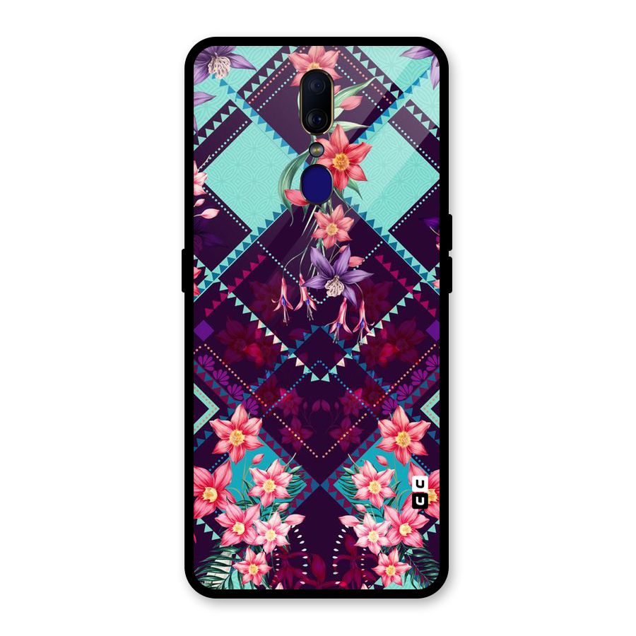 Floral Diamonds Glass Back Case for Oppo F11