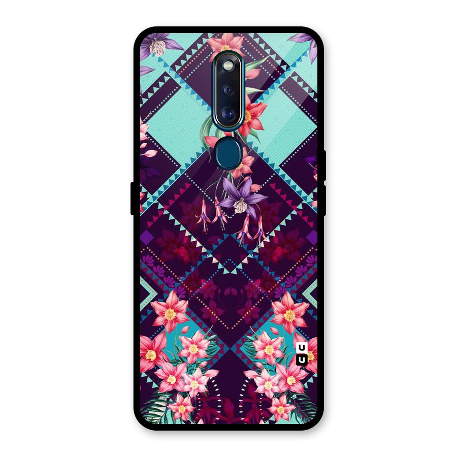 Floral Diamonds Glass Back Case for Oppo F11 Pro
