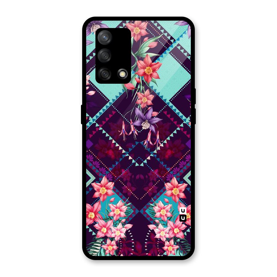 Floral Diamonds Glass Back Case for Oppo F19