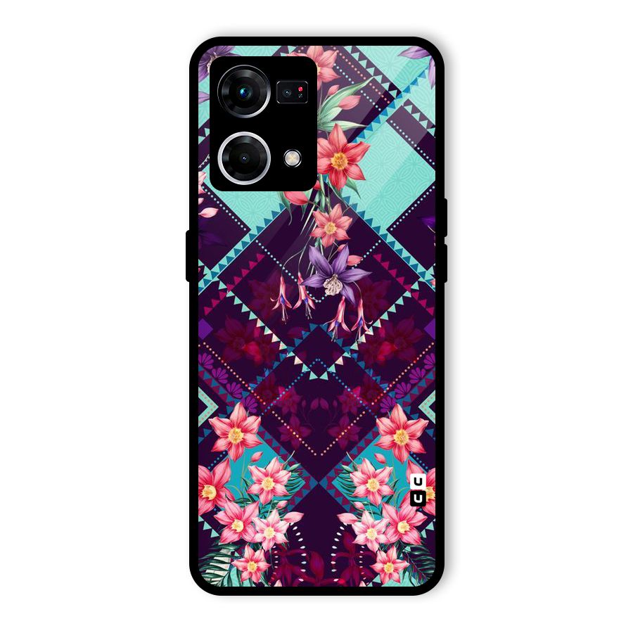 Floral Diamonds Glass Back Case for Oppo F21 Pro 4G