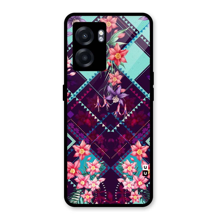 Floral Diamonds Glass Back Case for Oppo K10 (5G)
