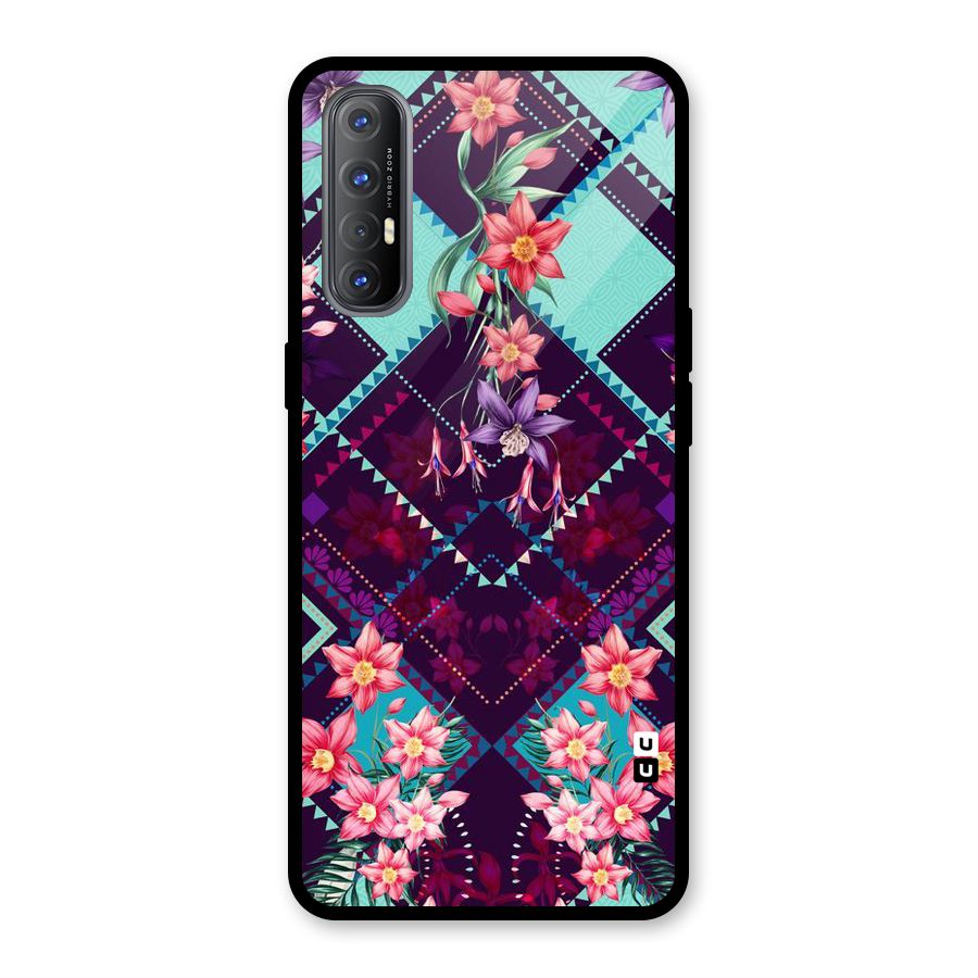 Floral Diamonds Glass Back Case for Oppo Reno3 Pro