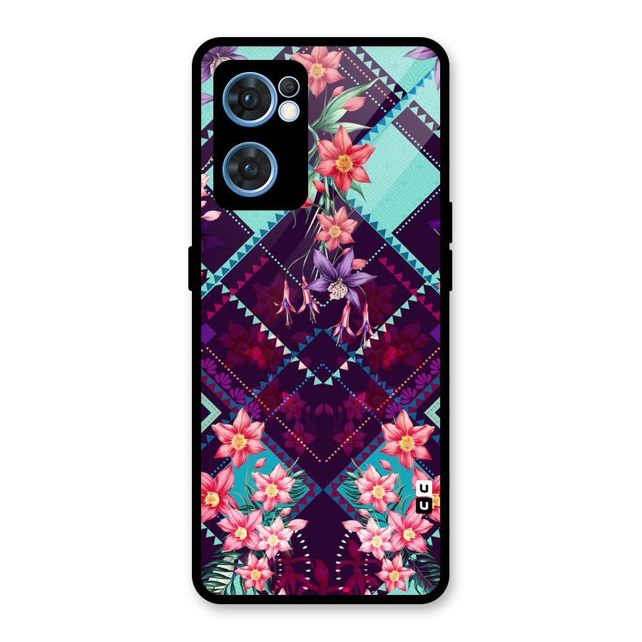 Floral Diamonds Glass Back Case for Oppo Reno7 5G