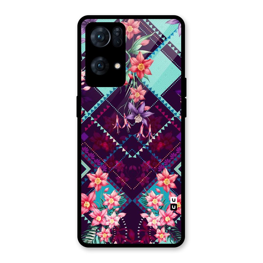 Floral Diamonds Glass Back Case for Oppo Reno7 Pro 5G