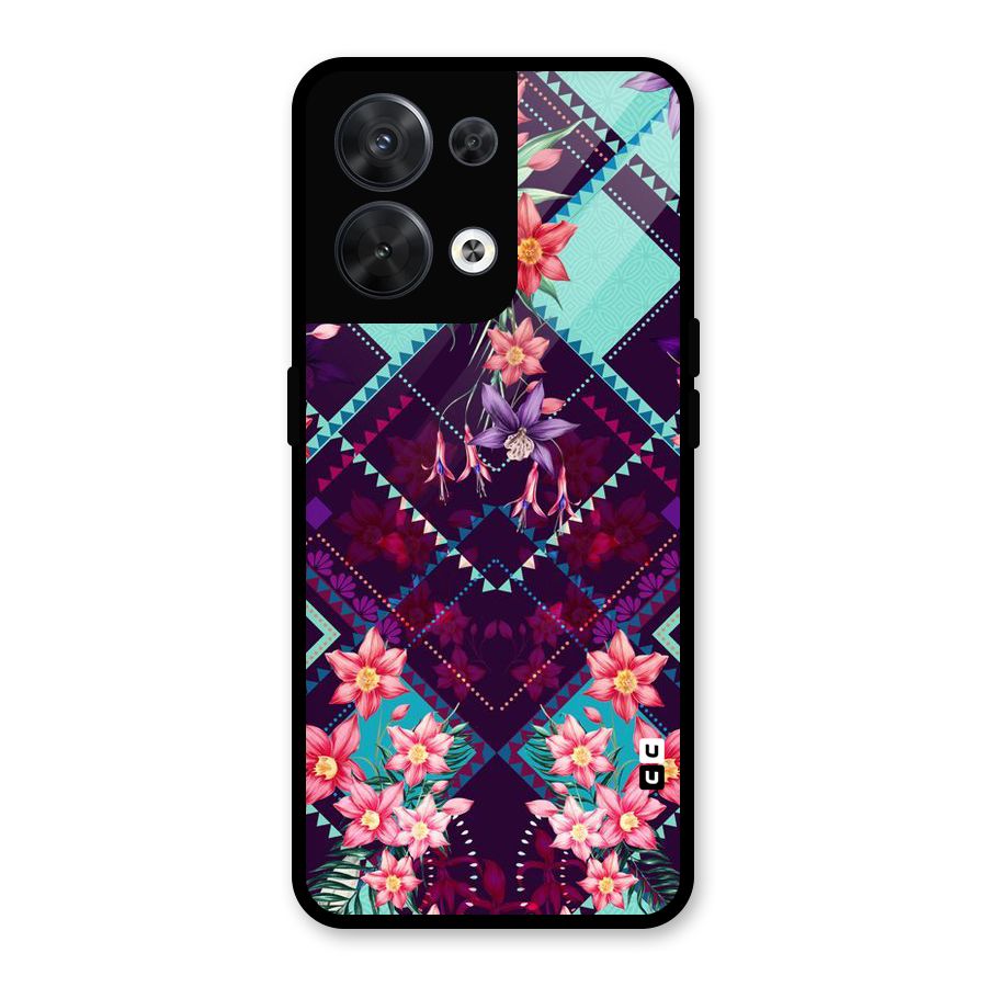 Floral Diamonds Glass Back Case for Oppo Reno8 5G