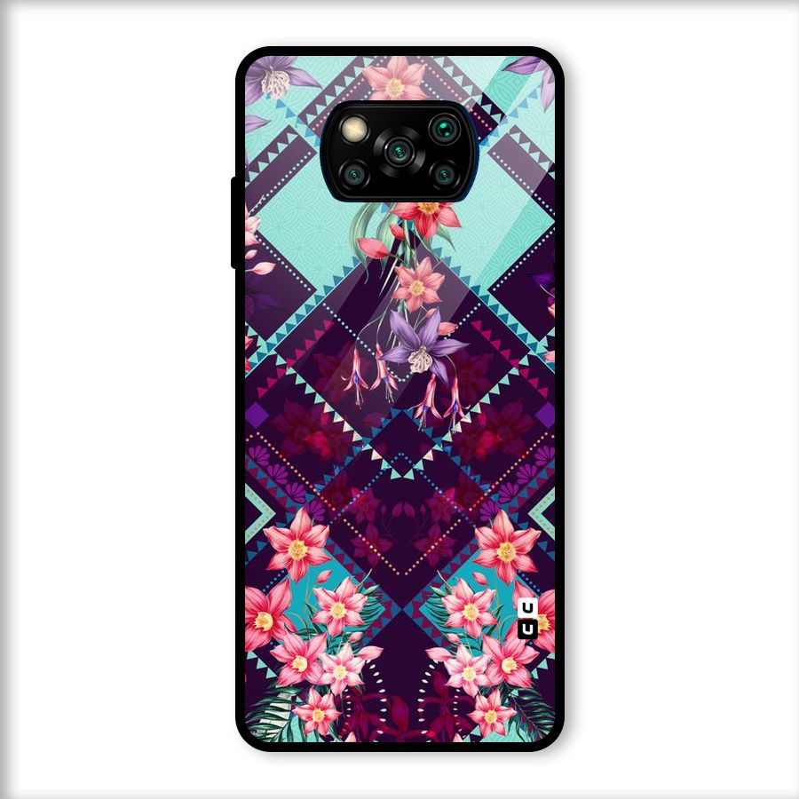 Floral Diamonds Glass Back Case for Poco X3