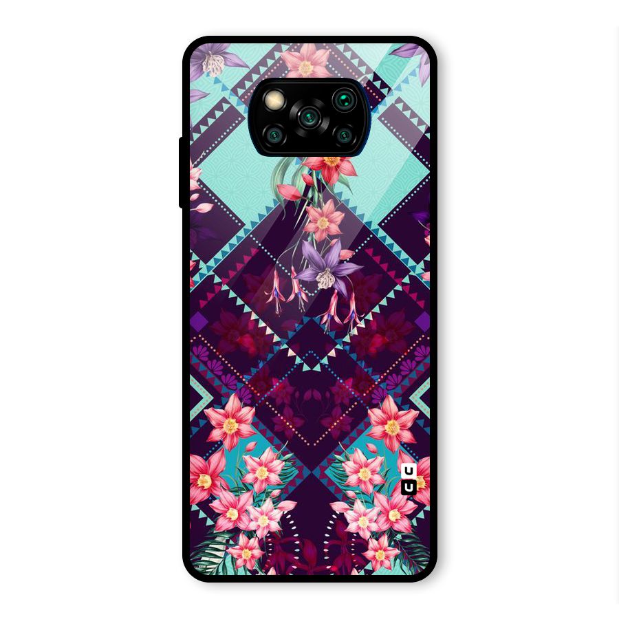 Floral Diamonds Glass Back Case for Poco X3 Pro
