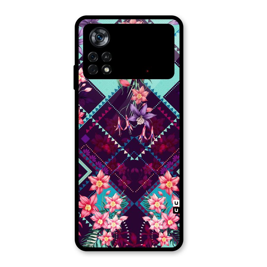 Floral Diamonds Glass Back Case for Poco X4 Pro 5G