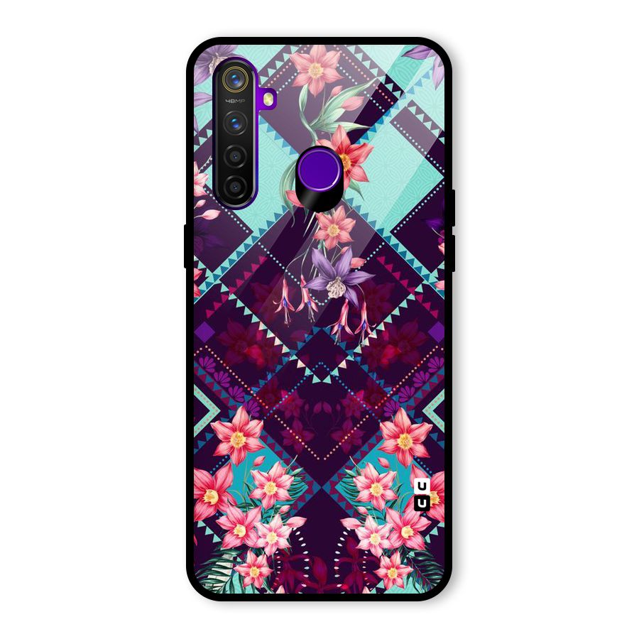 Floral Diamonds Glass Back Case for Realme 5 Pro