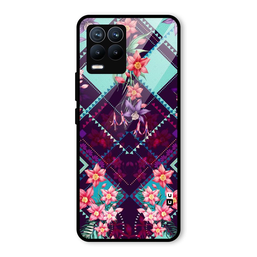 Floral Diamonds Glass Back Case for Realme 8 Pro