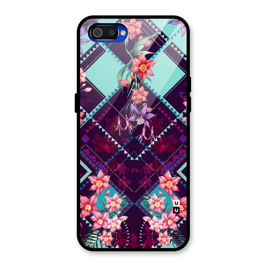 Floral Diamonds Glass Back Case for Realme C2
