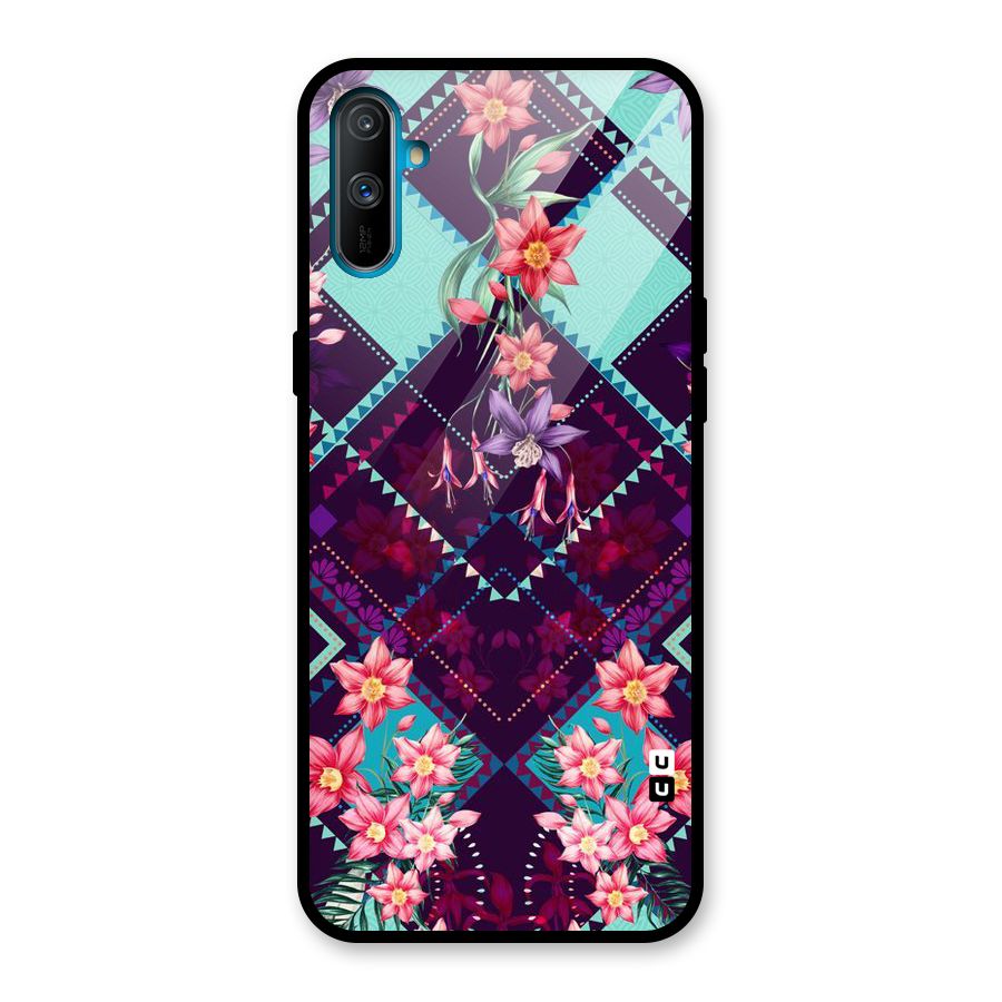 Floral Diamonds Glass Back Case for Realme C3