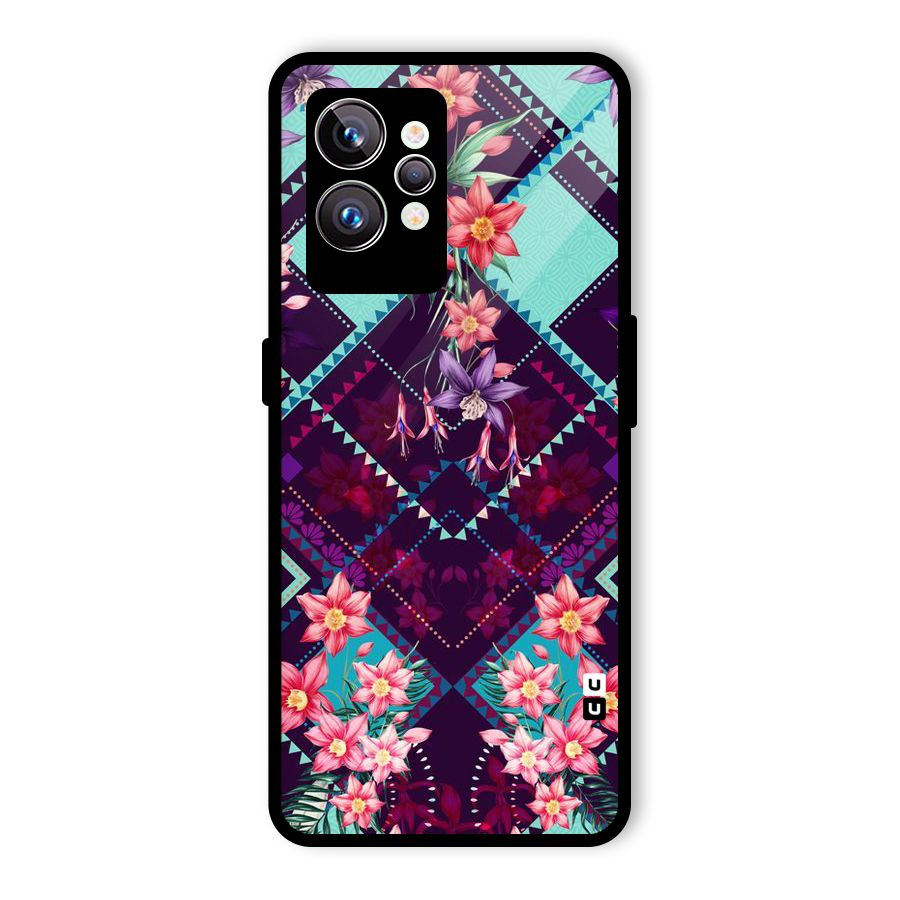 Floral Diamonds Glass Back Case for Realme GT2 Pro