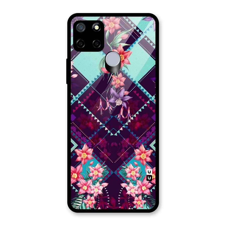 Floral Diamonds Glass Back Case for Realme Narzo 20