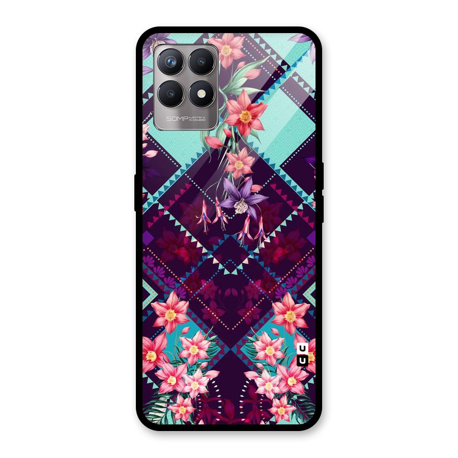 Floral Diamonds Glass Back Case for Realme Narzo 50