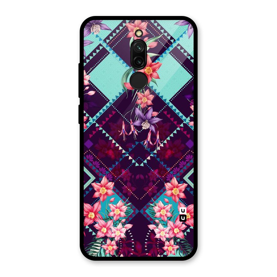 Floral Diamonds Glass Back Case for Redmi 8
