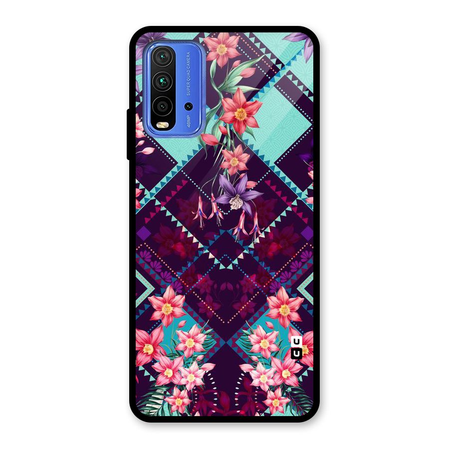 Floral Diamonds Glass Back Case for Redmi 9 Power