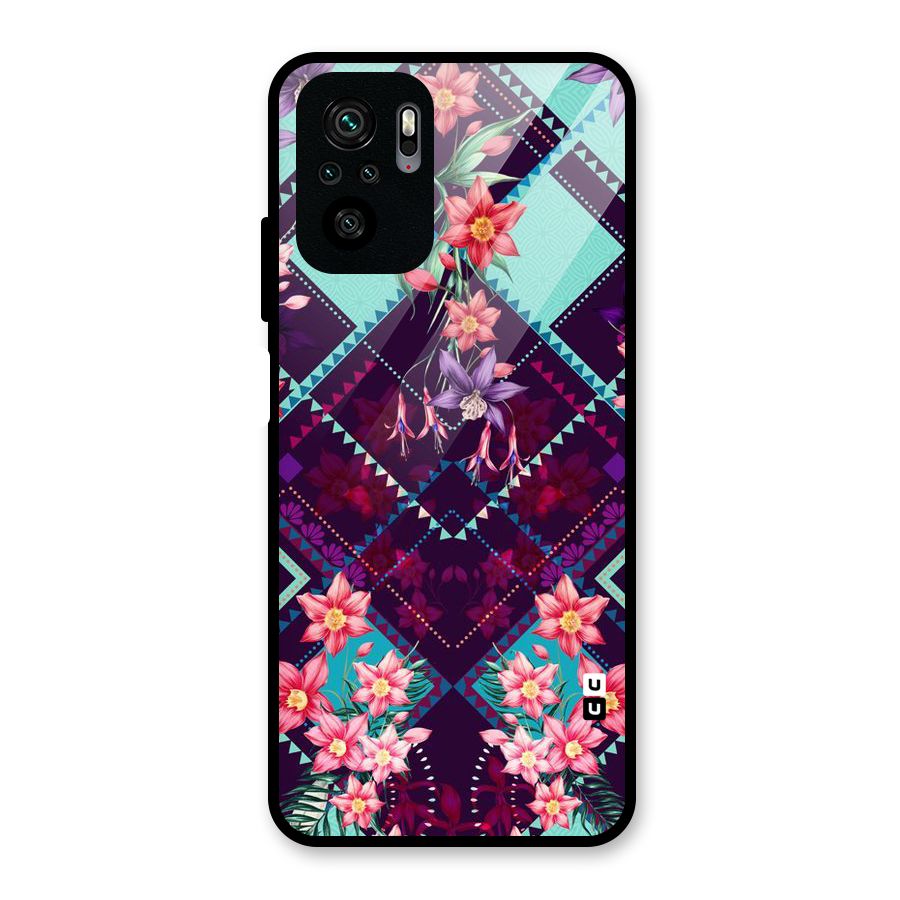Floral Diamonds Glass Back Case for Redmi Note 10