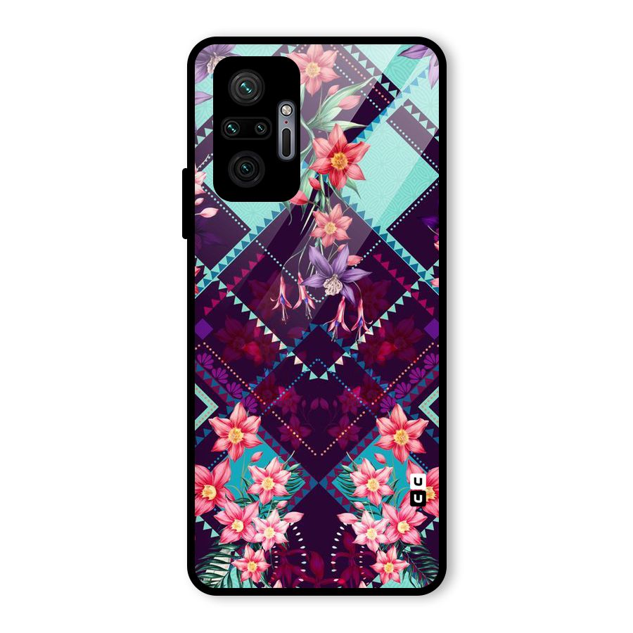 Floral Diamonds Glass Back Case for Redmi Note 10 Pro