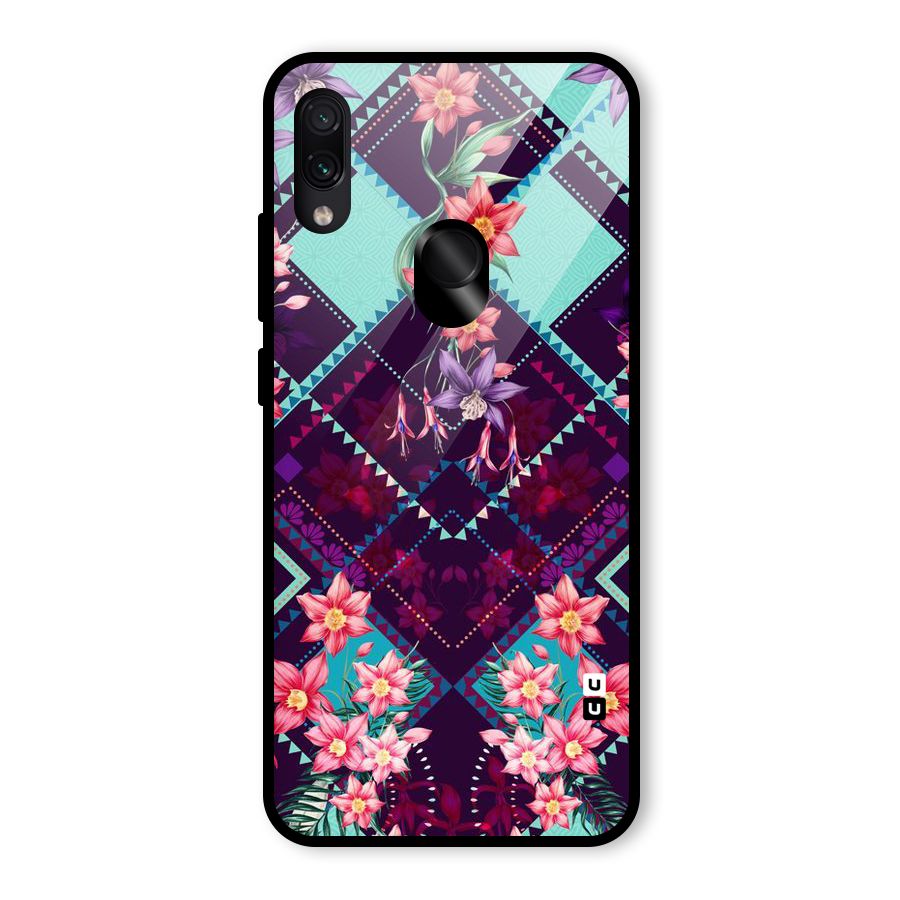 Floral Diamonds Glass Back Case for Redmi Note 7 Pro