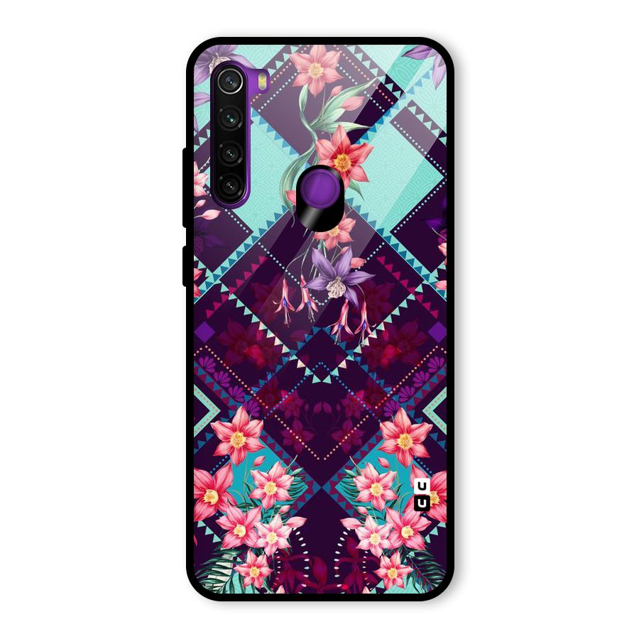 Floral Diamonds Glass Back Case for Redmi Note 8
