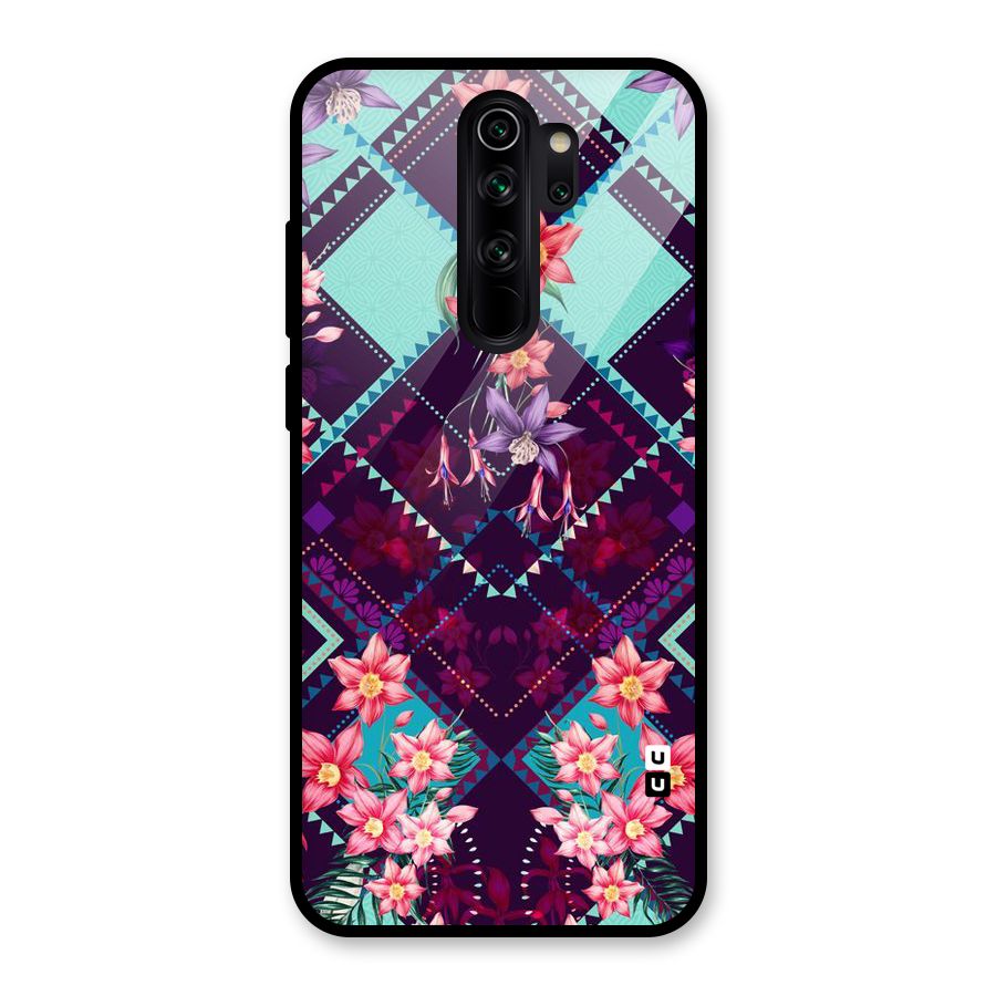 Floral Diamonds Glass Back Case for Redmi Note 8 Pro