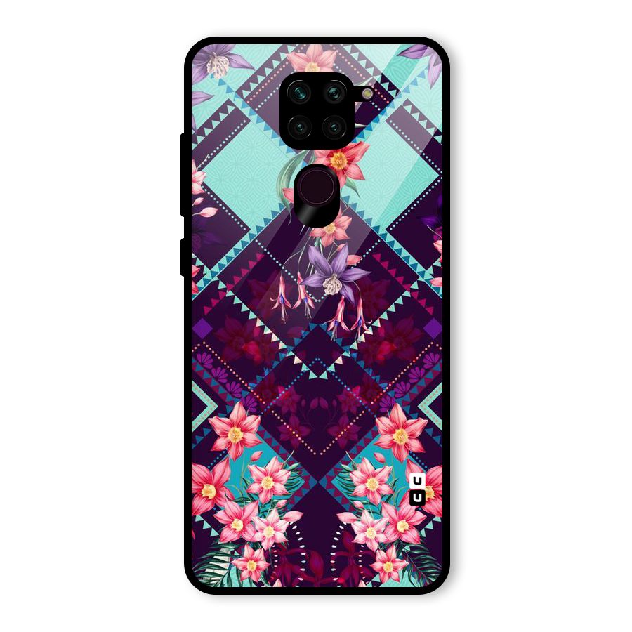 Floral Diamonds Glass Back Case for Redmi Note 9