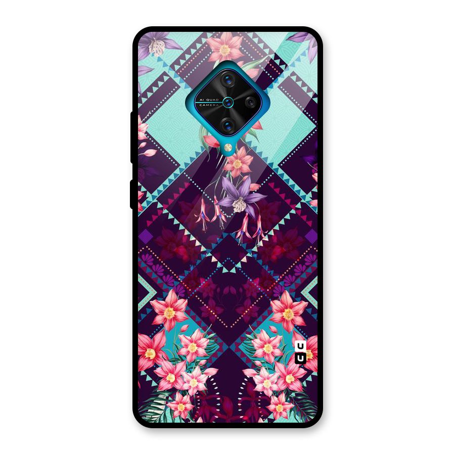 Floral Diamonds Glass Back Case for Vivo S1 Pro