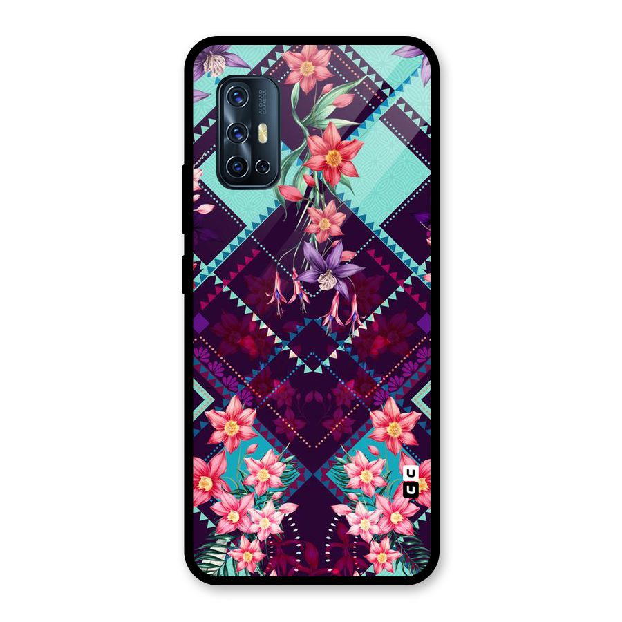 Floral Diamonds Glass Back Case for Vivo V17