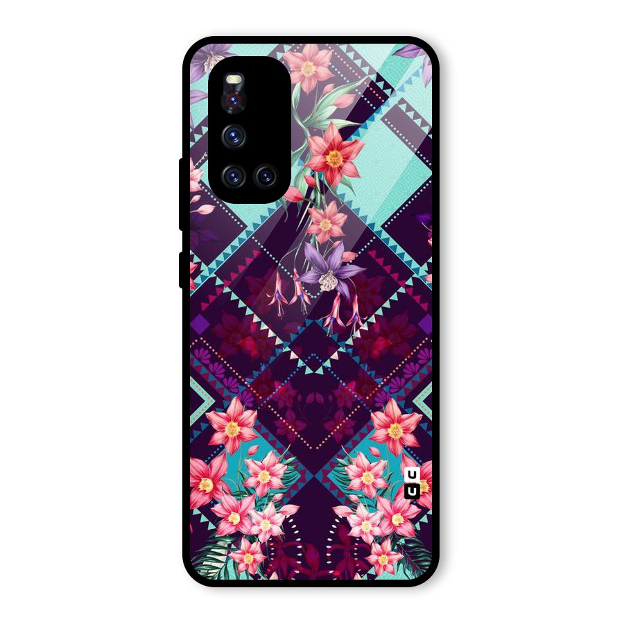 Floral Diamonds Glass Back Case for Vivo V19
