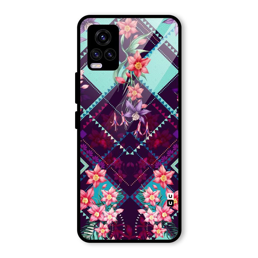 Floral Diamonds Glass Back Case for Vivo V20