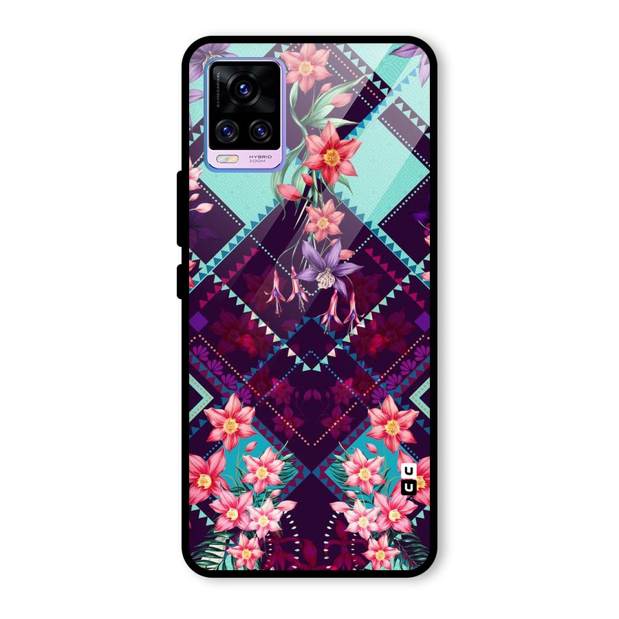 Floral Diamonds Glass Back Case for Vivo V20 Pro