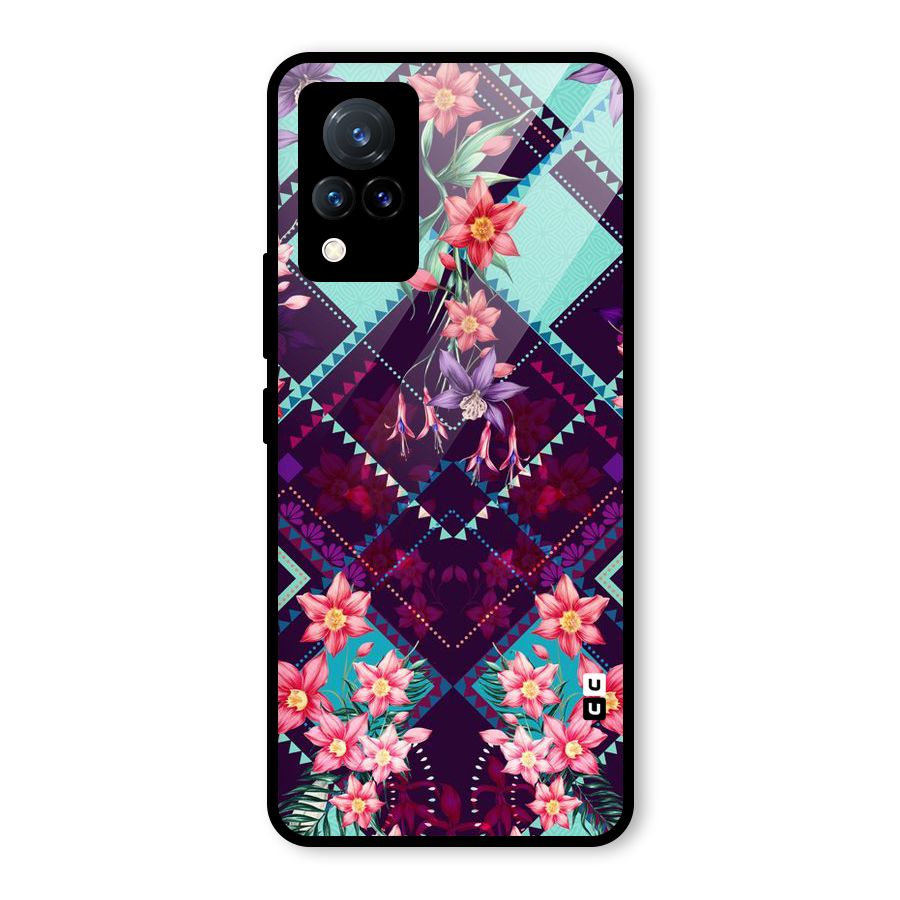 Floral Diamonds Glass Back Case for Vivo V21 5G