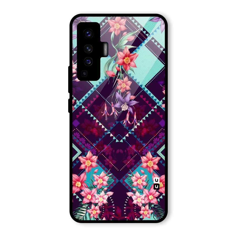 Floral Diamonds Glass Back Case for Vivo X50