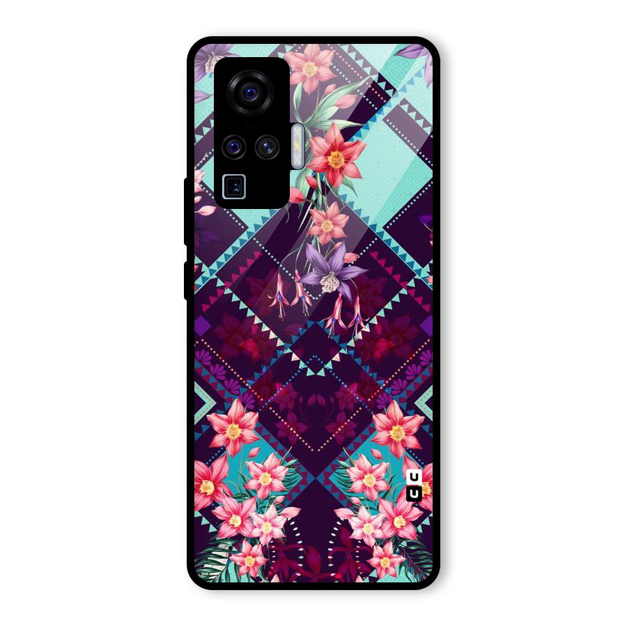 Floral Diamonds Glass Back Case for Vivo X50 Pro