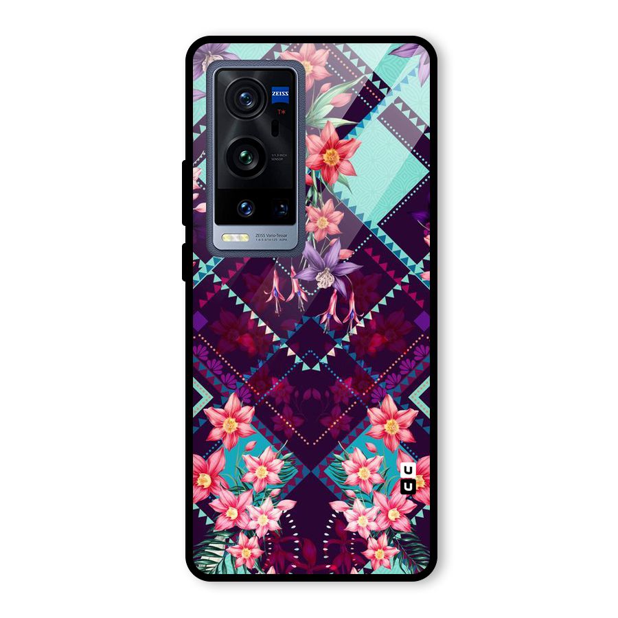 Floral Diamonds Glass Back Case for Vivo X60 Pro Plus