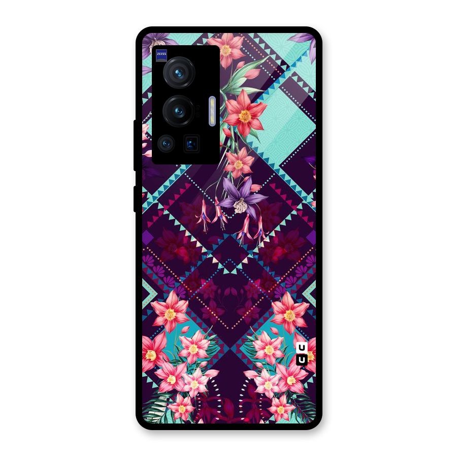 Floral Diamonds Glass Back Case for Vivo X70 Pro