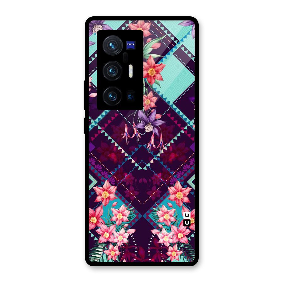 Floral Diamonds Glass Back Case for Vivo X70 Pro Plus