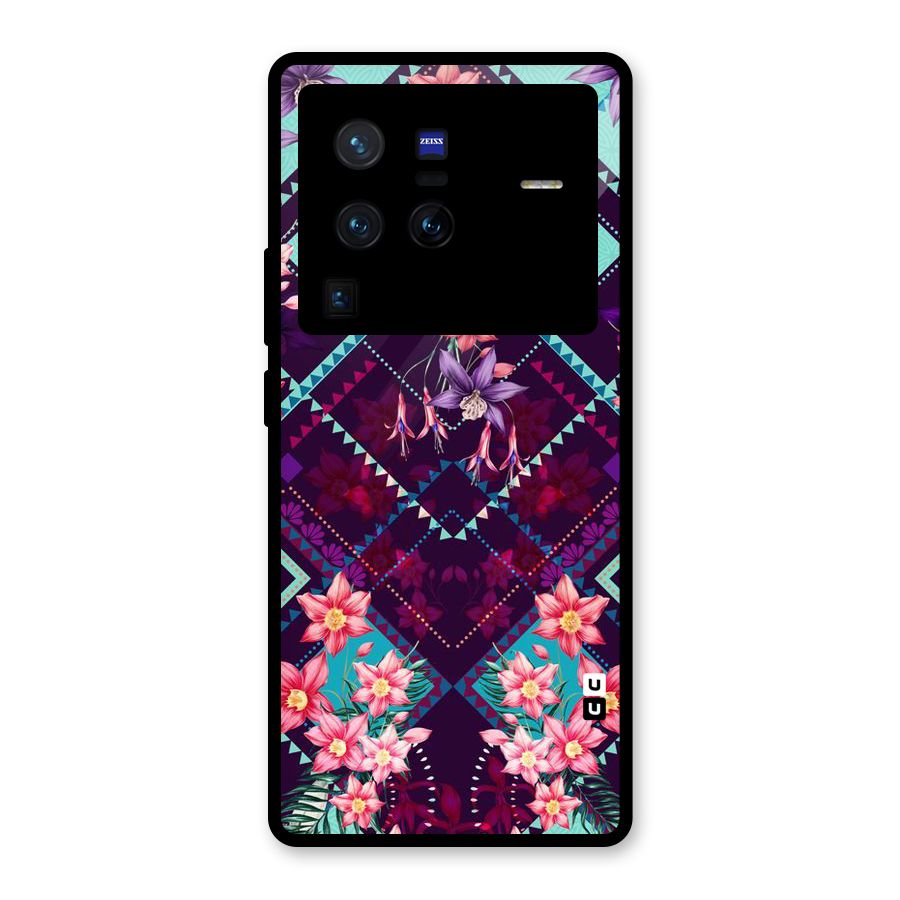 Floral Diamonds Glass Back Case for Vivo X80 Pro